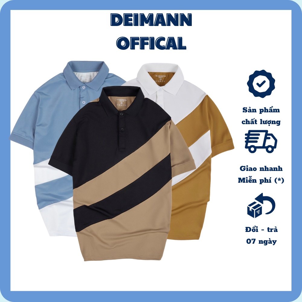 Áo polo nam form rộng phong cách Hàn Quốc Deimann, Polo nam chất vải cotton dày dặn co giãn tốt độ bền màu cao AS2M