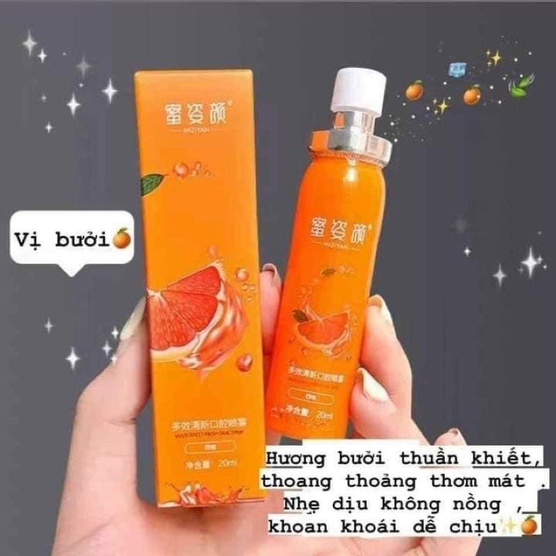 Xịt Thơm Miệng Hoa Quả Thơm miệng sạch sẽ vị đào, bạc hà, cam mát dung tích 15ml shopsieure88