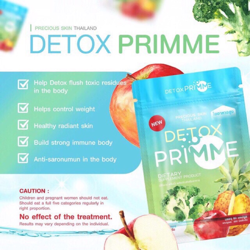 Detox Prime Thái Lan giảm cân rau xanh hàng chuẩn, check mã QR gói 60v