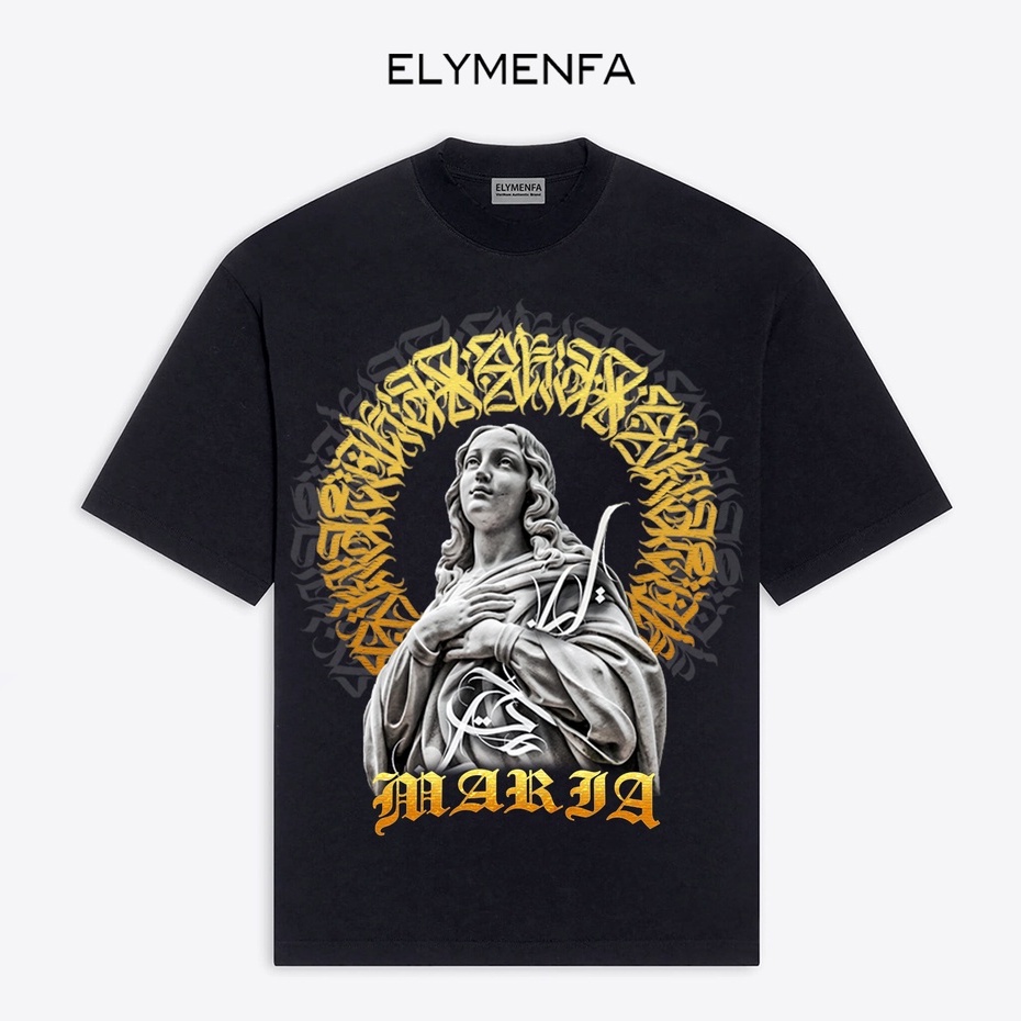 Áo Thun In Hình Form Rộng Unisex Chất Liệu Cotton Thoáng Mát Thương Hiệu ELYMENFA