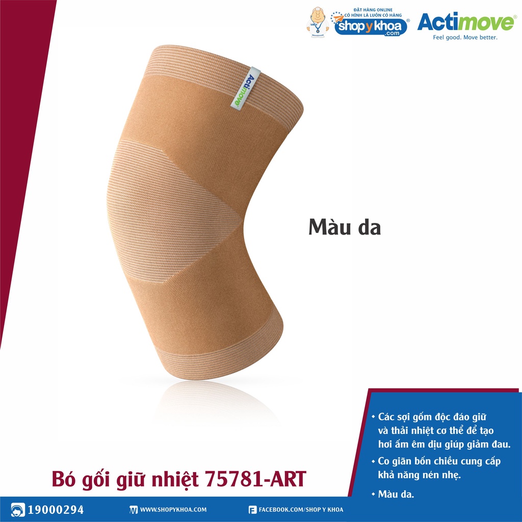 Bó Gối Giữ Nhiệt Actimove Knee Support, Màu Da [75781-ART]. NK Châu Âu (1 Cái)
