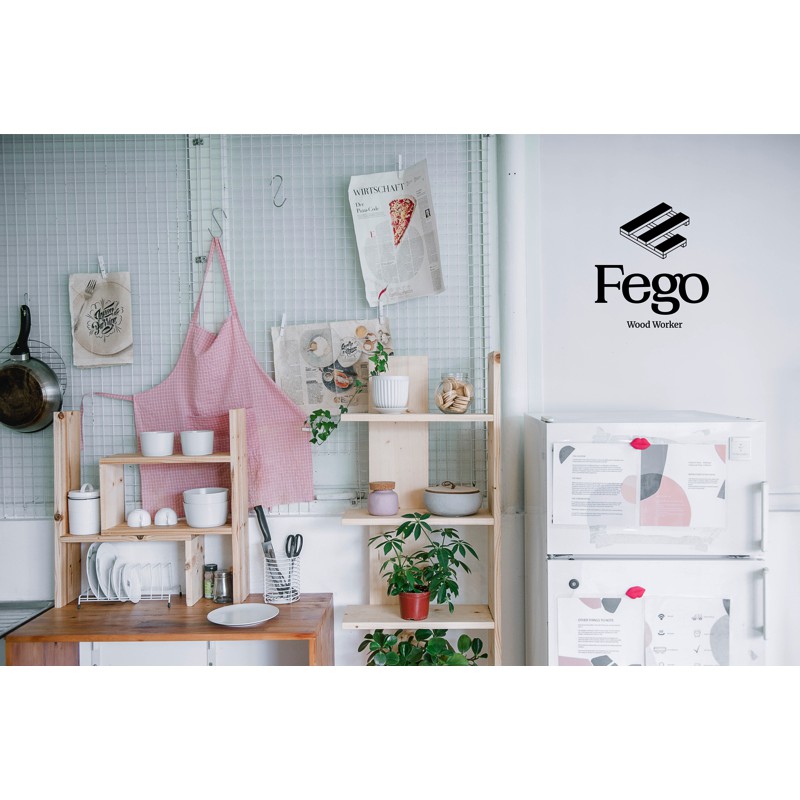 Kệ góc tường đứng gỗ thông/ Kệ đứng góc 5 ngăn trang trí nhà