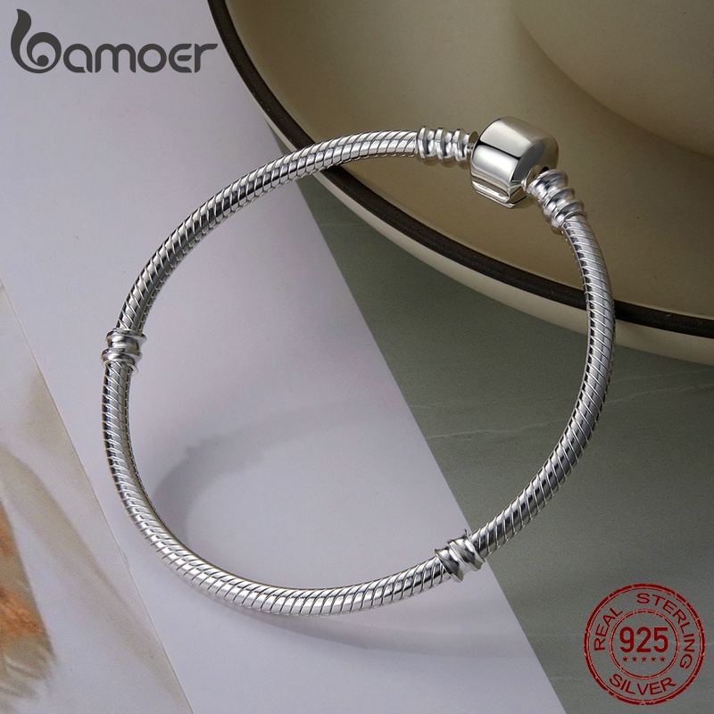 Bamoer Vòng Tay Bạc 925 Dạng Chuỗi Rắn Dài 17cm & 18cm & 19cm & 20cm