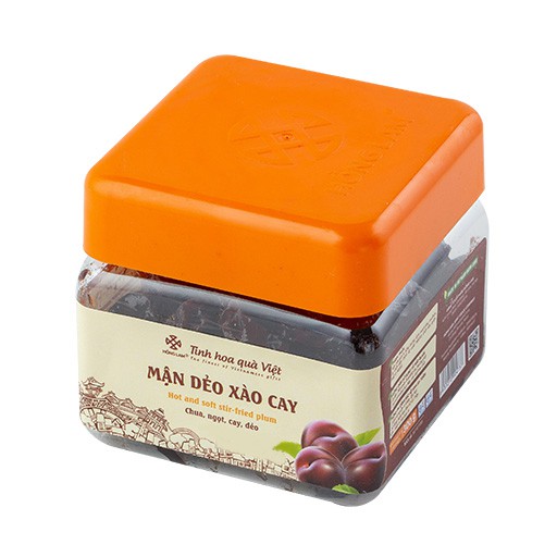 Ô mai (xí muội) mận dẻo xào cay Hồng Lam, dạng hộp (200gr, 300gr, 500gr). Hương vị chua, ngọt, dẻo cay