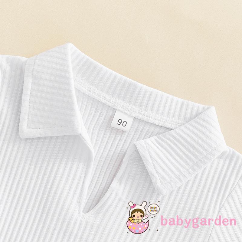 Set Áo Thun Ngắn Tay Cổ Chữ V Kèm Chân Váy Xếp Ly Cho Bé Gái 1-6 Tuổi