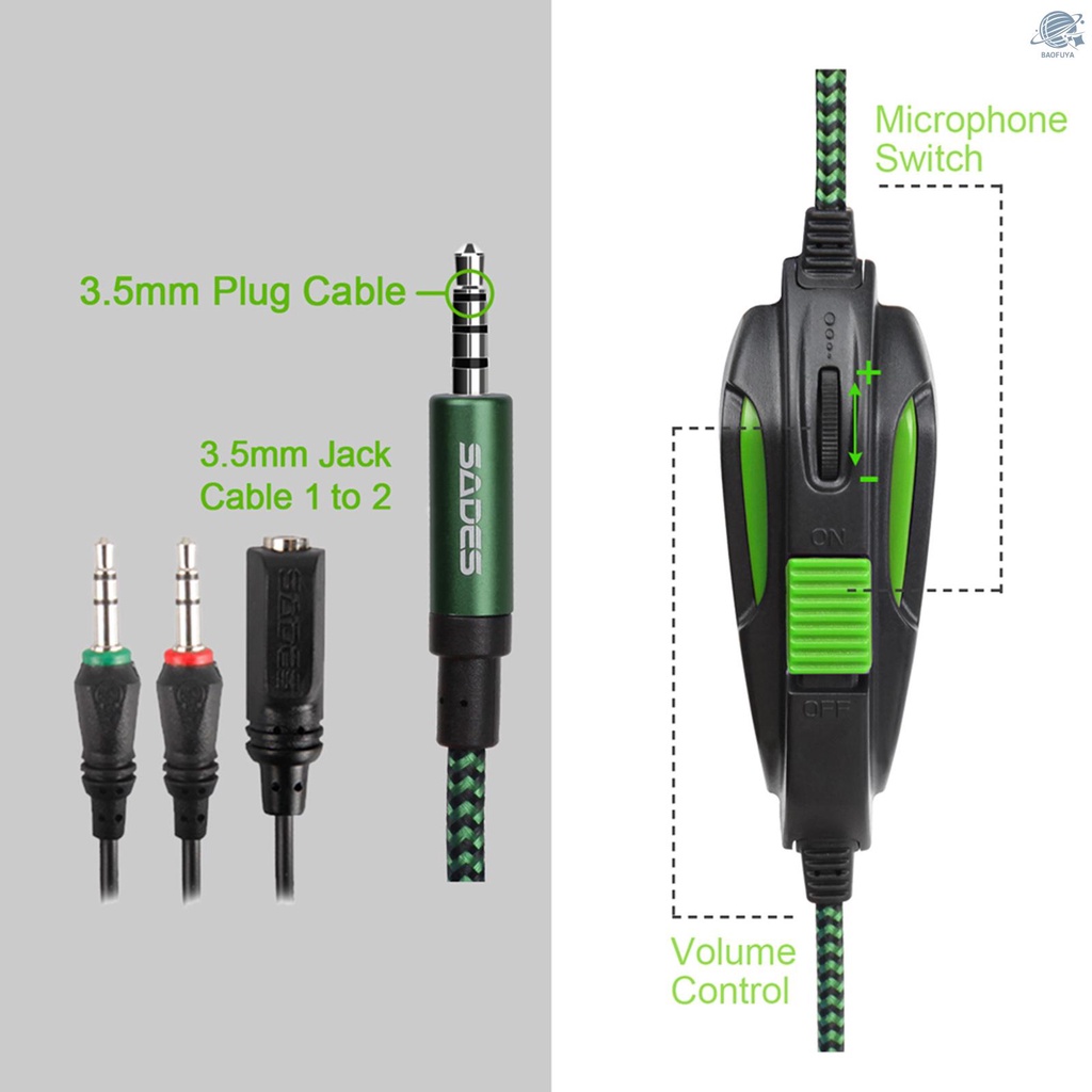 Tai Nghe Chơi Game Sades Sa-930 3.5mm Có Mic Cho Điện Thoại / Máy Tính Bảng / Laptop