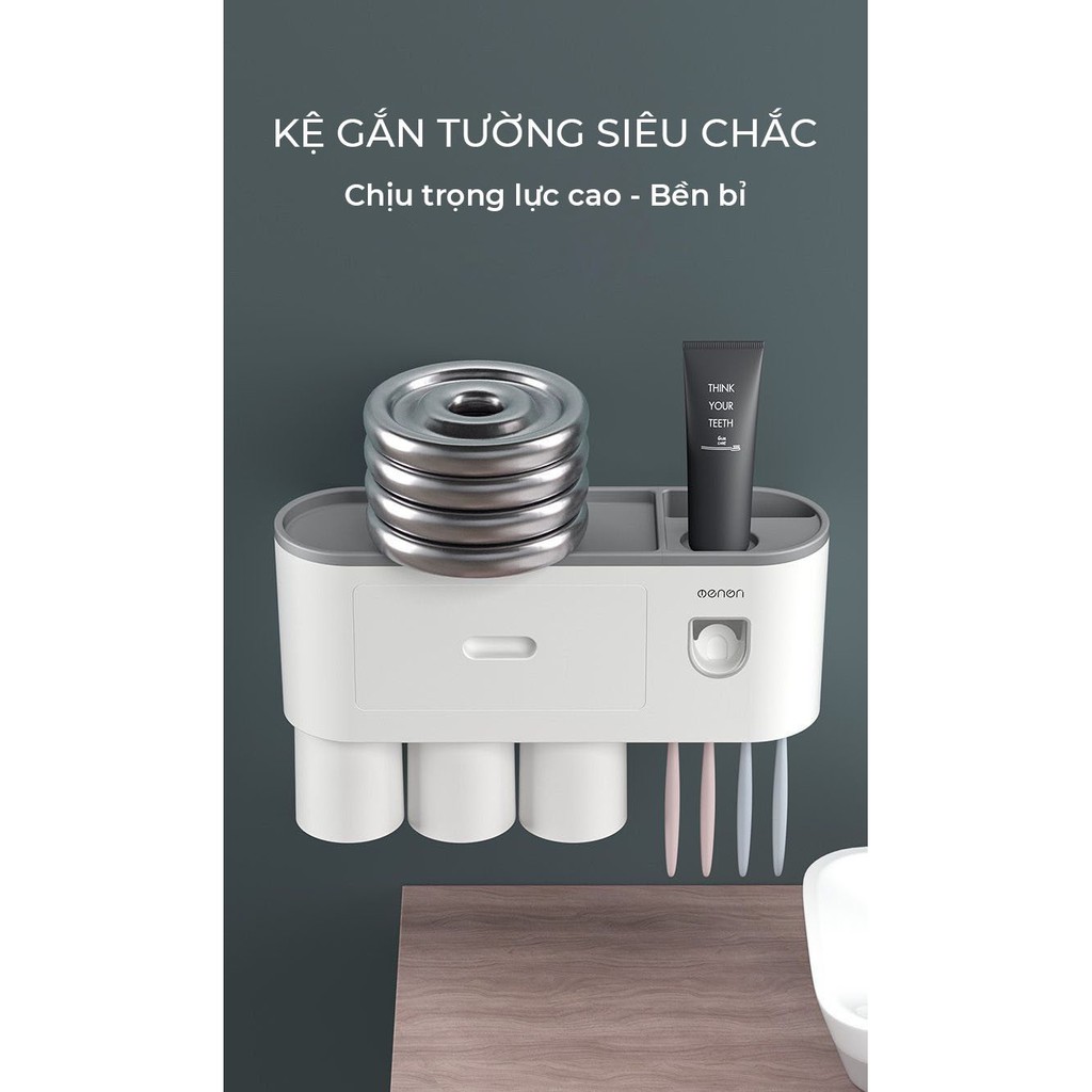 Bộ Nhả Kem Đánh Răng OENON Chính Hãng, Treo Bàn Chải Và Cốc Đánh Răng