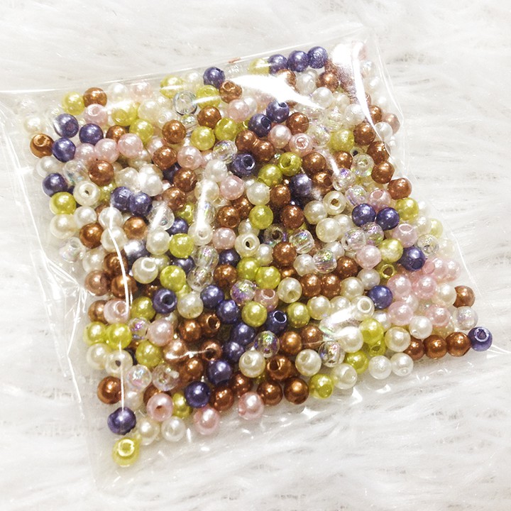 400 hạt cườm nhựa tròn 3li làm đồ handmade trang trí vòng tay dễ thương