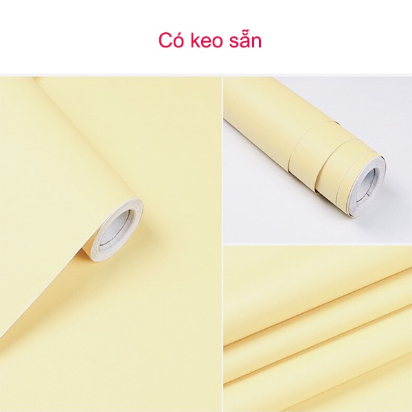 Giấy dán tường màu vàng nhạt nhám giá bán 1m x 45cm, decal dán tường vàng nhạt nhám - AZEVA