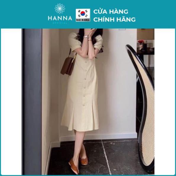 Đầm đuôi cá tay bồng đính cúc ngọc/Váy hàn quốc cúc ngọc đuôi cá - HANNA - Hannah Store | BigBuy360 - bigbuy360.vn