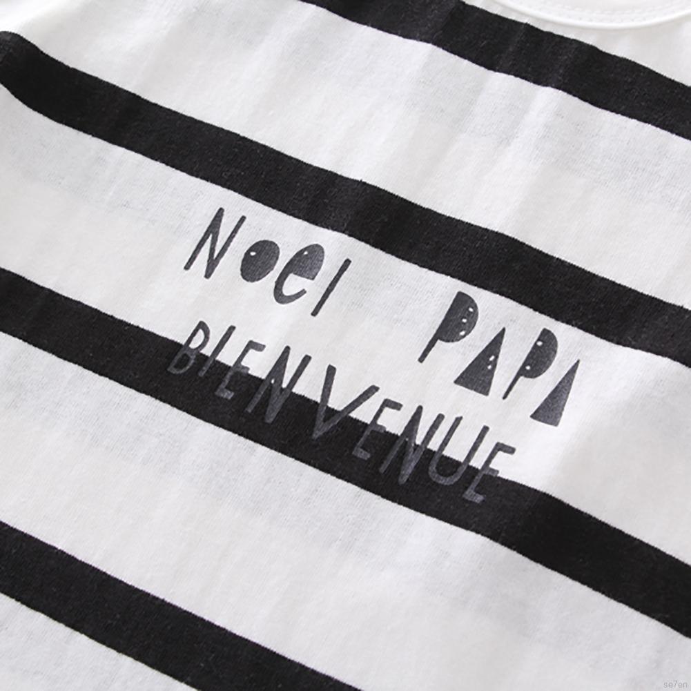 Bộ Áo Phông Ngắn Tay Sọc Ngang + Quần Yếm Denim Cho Bé 0-4 Tuổi