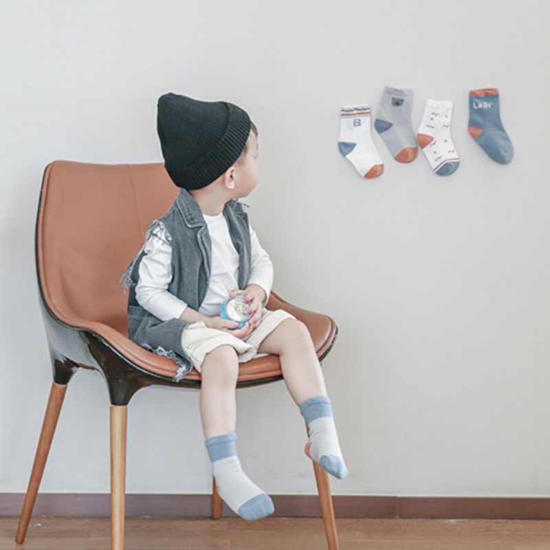 Bộ 5 đôi vớ KOKOROCARE YR-08-02 in hình hoạt hình size S/M/L/XL cho trẻ 0-8 tuổi