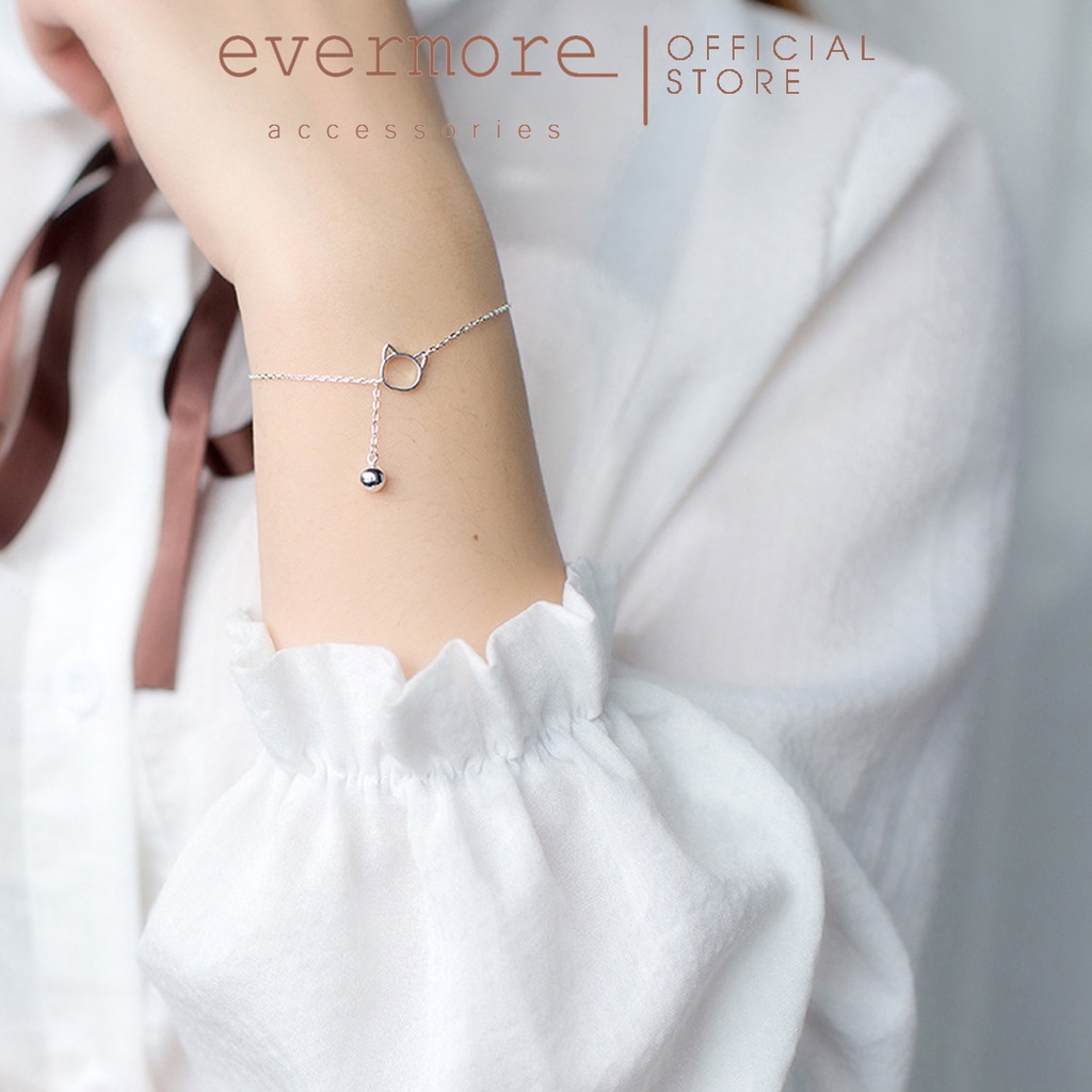 Vòng tay bạc EVERMORE, lắc tay chuông mèo bạc Ý 925 nguyên chất, phong cách thanh lịch, minimalism L003