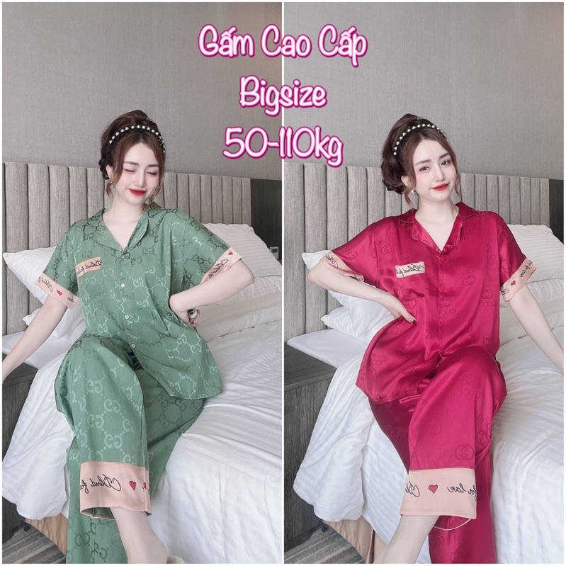 (50-110kg) Đồ bộ Gấm Bigsize Cao Cấp - Gấm Tiểu Thư - Gấm Bèo Cổ Sen