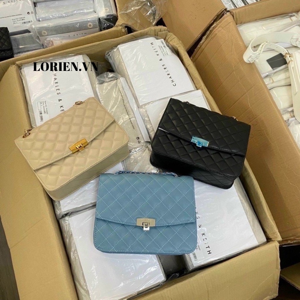 Túi xách nữ đeo chéo trần ô khoá gập xuất dư  size 24 hot hit có LOGO quai đan lụa mềm đẹp hàng cao cấp giá rẻ-LORIEN | BigBuy360 - bigbuy360.vn