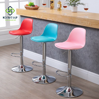 [Ship 1h] Ghế Quầy Bar Lưng Nhựa Có Nệm QB-320,  Hàng Loại 1, Cao 60-75cm, Màu Đen, Đỏ, Trắng, xám, Vàng, Xanh Dương