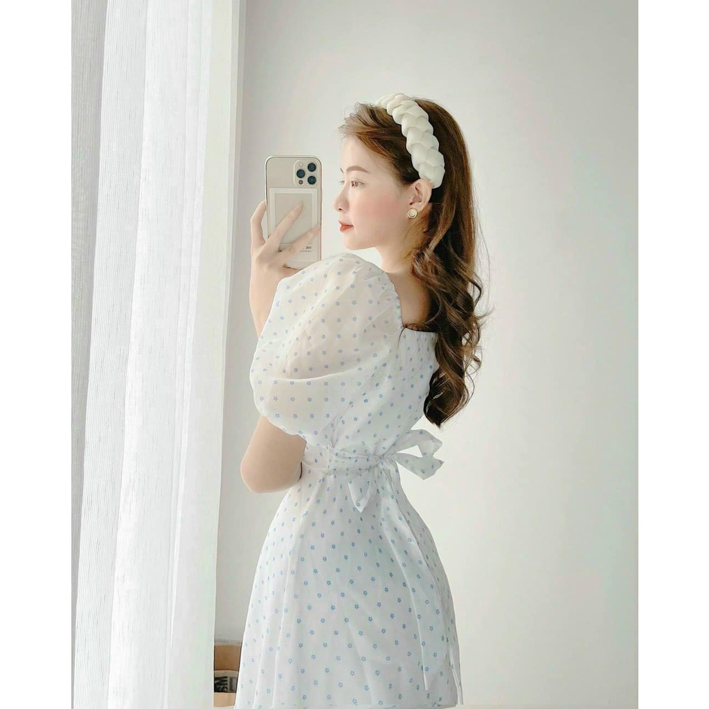 Đầm nữ dễ thương, đầm midi hoa đắp chéo thắt eo bo chun phân eo nên cực kì dễ mặc hàng cao cấp Diểm Shop | BigBuy360 - bigbuy360.vn