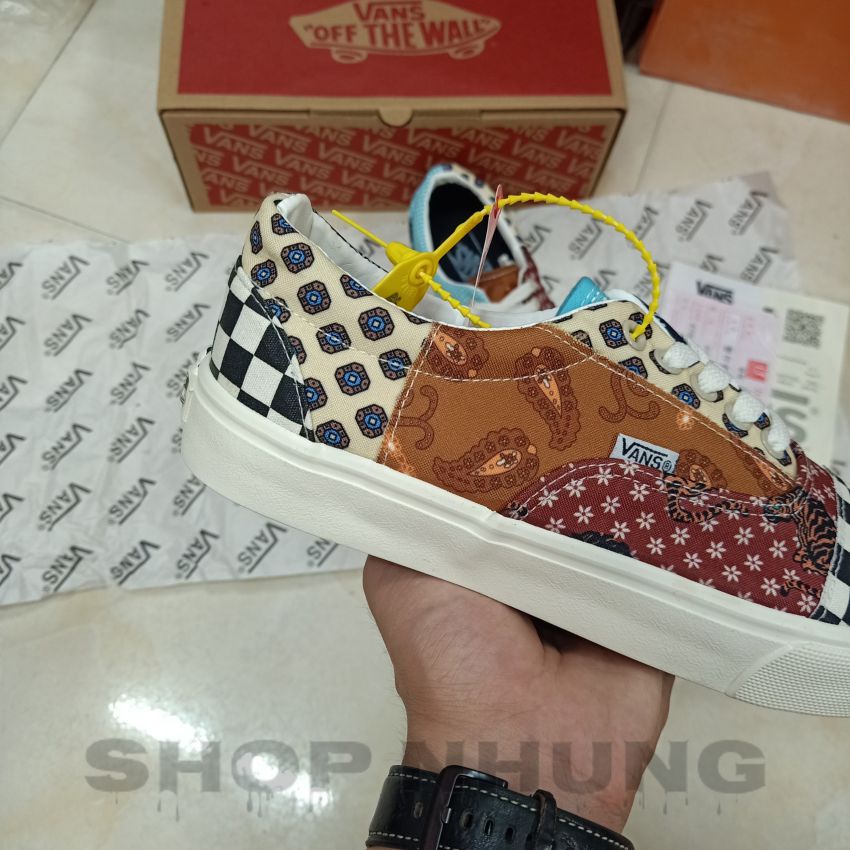 Giày thể thao nam nữ vans old skool màu thổ cẩm era tiger patchwork cổ thấp