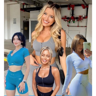 Bộ đồ thể thao tập gym,yoga nữ BOTEE FLEX ZIP chất dệt gân dày dặn thấm hút mồ hôi (TÁCH LẺ BÁN)