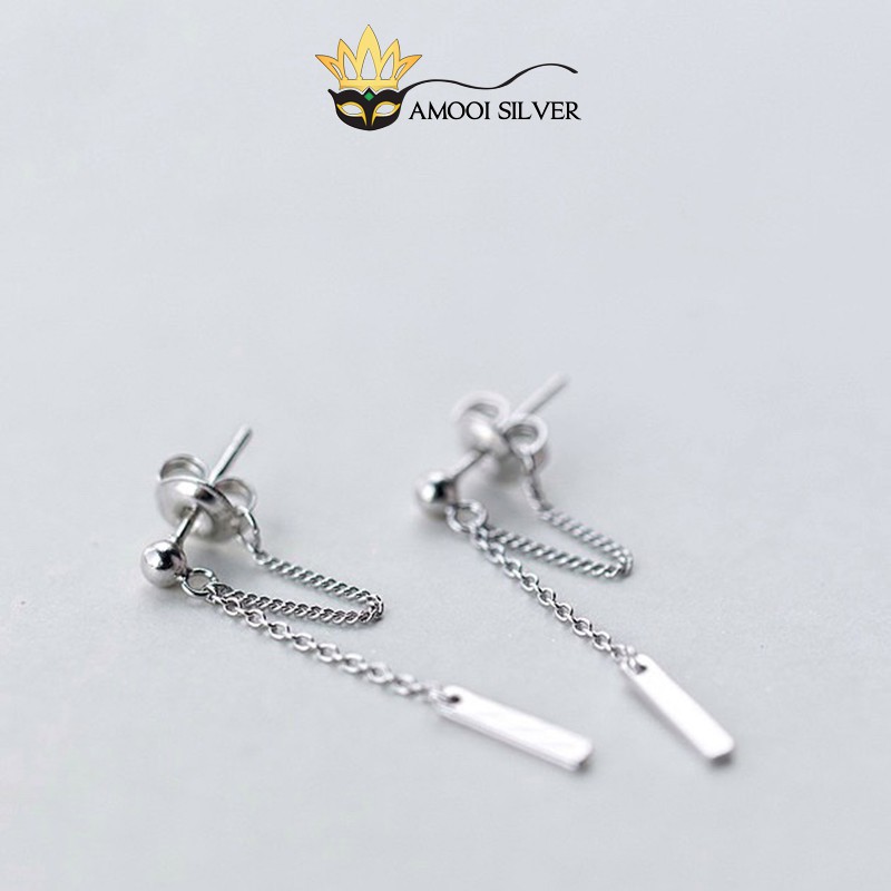 Bông tai bạc S925 móc sau cá tính unisex - Amooi Silver AB30