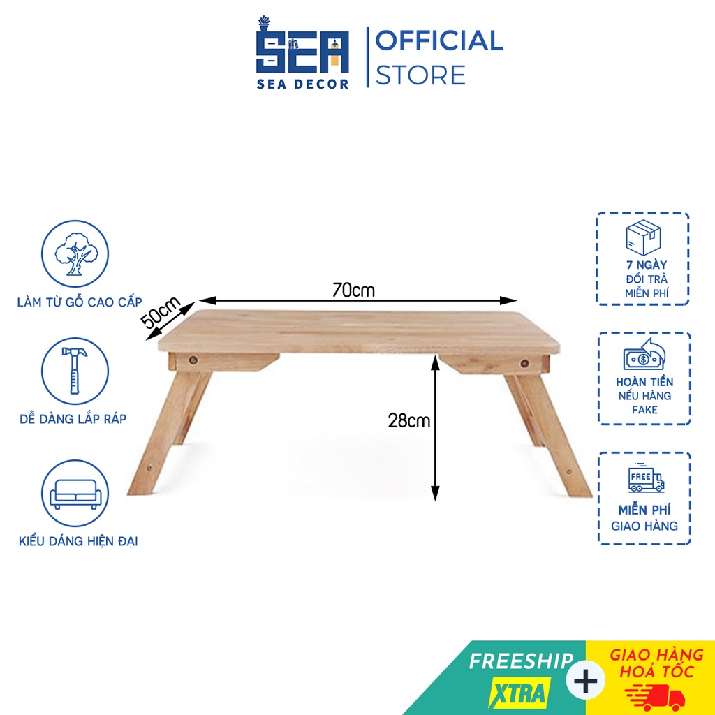 Bàn học gỗ gấp gọn thông minh SEADECOR gỗ tự nhiên chân thang 50x70cm loại đẹp siêu chắc chắn, chống mối mọt phù hợp