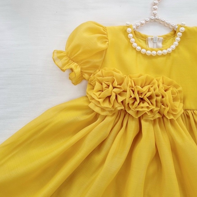 Váy đầm công chúa vàng RIOKIDS cho bé gái sơ sinh đi chơi Lễ Tết, tiệc sinh nhật, thôi nôi, đầy tháng TT11