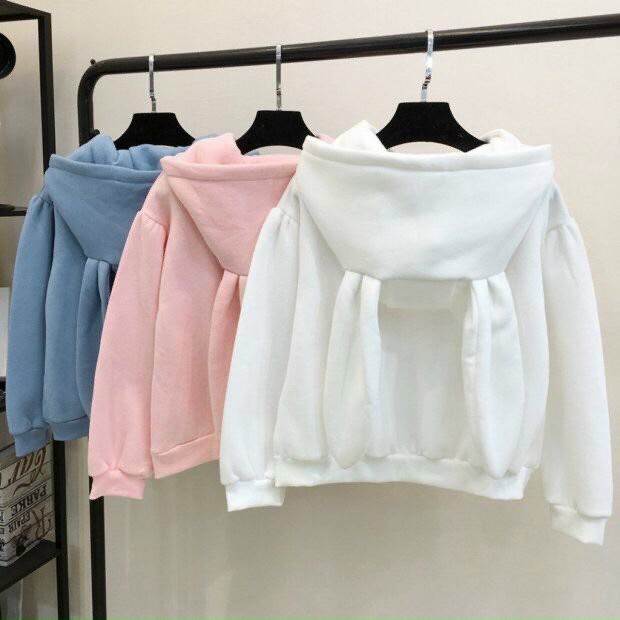 ÁO KHOÁC HOODIES NỮ TAI THỎ CỰC CUTE NHIỀU MÀU AO HOODIE FREE SIZE DƯỚI 60KG | BigBuy360 - bigbuy360.vn