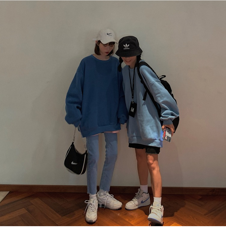 Áo Sweater Nữ Tay Dài Màu Trơn Phong Cách Hàn Quốc