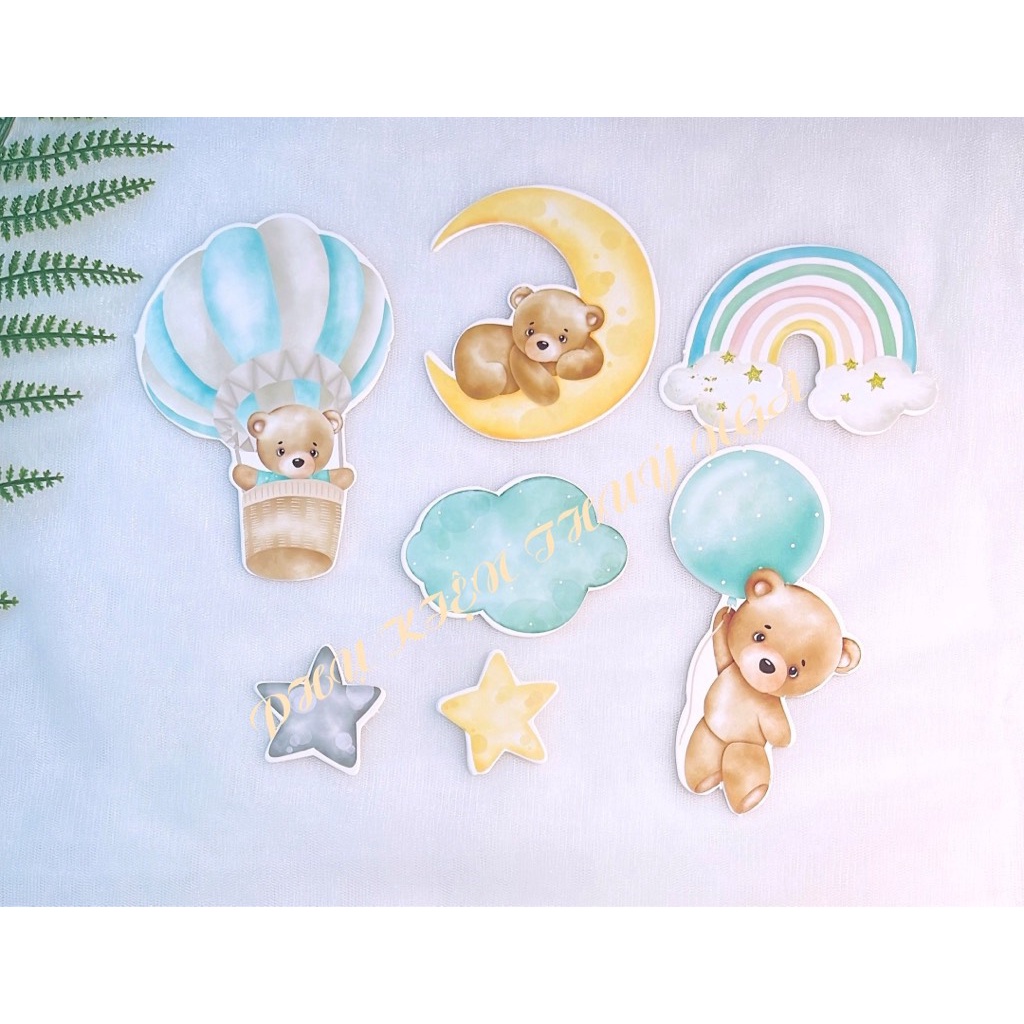 5 Combo 2 set giấy GẤU khinh khí cầu