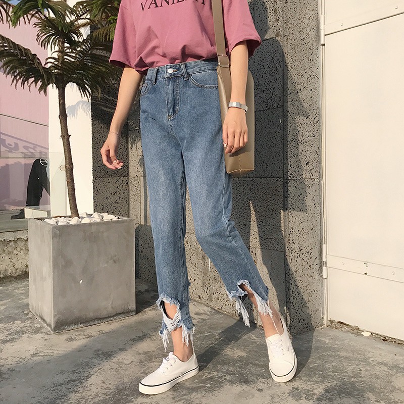 [ORDER] Quần Bò Jeans Lửng Rách Gấu Phong Cách Hàn - Ảnh Thật Cuối