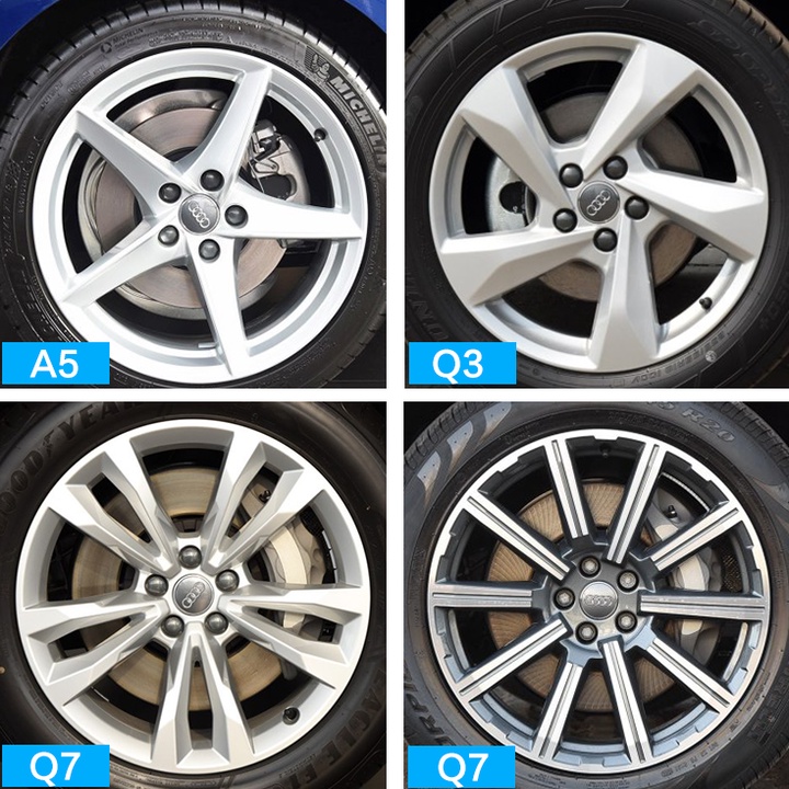 Logo chụp mâm, ốp la zăng bánh xe ô tô Audi, đường kính 60MM và 77MM, chất liệu nhựa ABS cao cấp