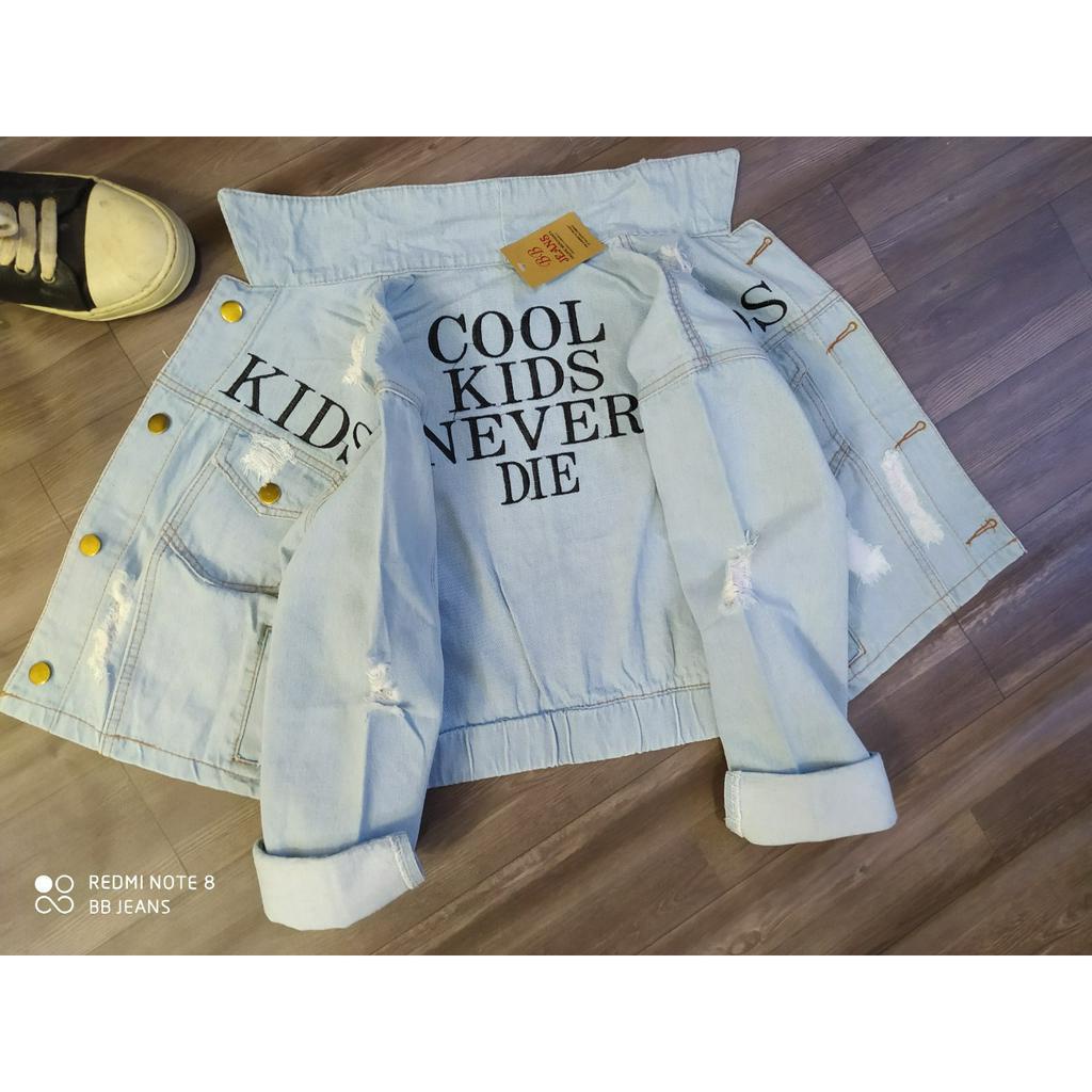 Áo khoác jean nữ Cool Kid màu xanh nhạt_ size dưới 58kg