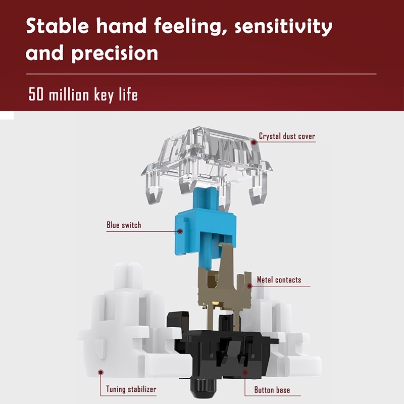 Ajazz K610T 61 phím Bàn phím cơ không dây Three-Mode Mini Wireless Gaming Mechanical Keyboard White Backlight Anti-ghosting Bluetooth Keyboard for PC