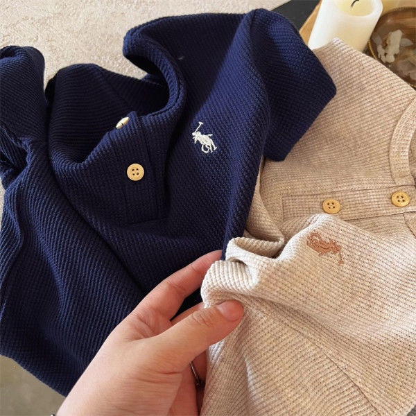 Áo Thun sweater Cổ Tròn Tay Dài Thêu Hình Bánh Waffle Dễ Thương Cho Bé