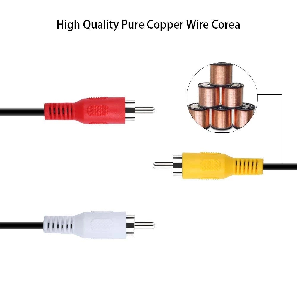 Cáp Chuyển Đổi Mở Rộng Từ 1M 3.5mm Sang 3 RCA Male Cho Loa DVD TV