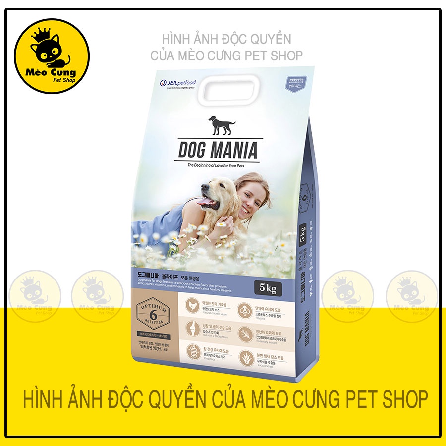 Thức ăn cho chó Dog Mania Premium 5kg, thức ăn hạt cho chó Mèo Cưng Pet Shop