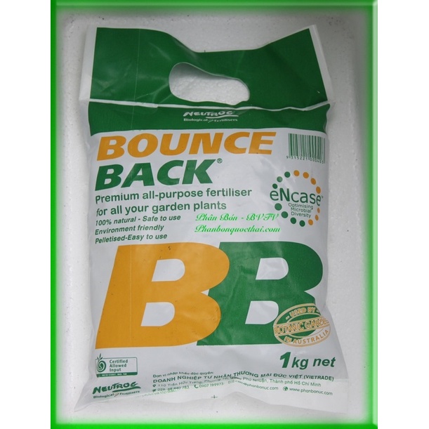 Gói 1 ký - Phân hữu cơ đậm đặc Bounce Back BB Úc, xuất xứ Australia