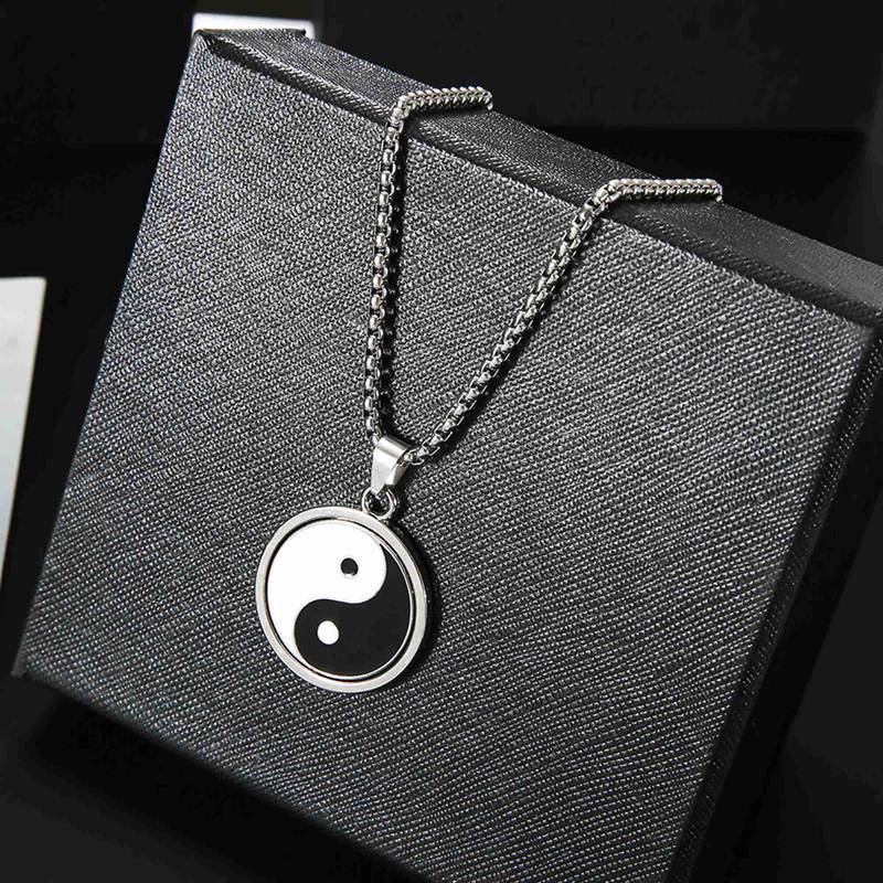 Vòng cổ Mặt Âm Dương Bằng Thép Không Gỉ Phong Cách Vintage