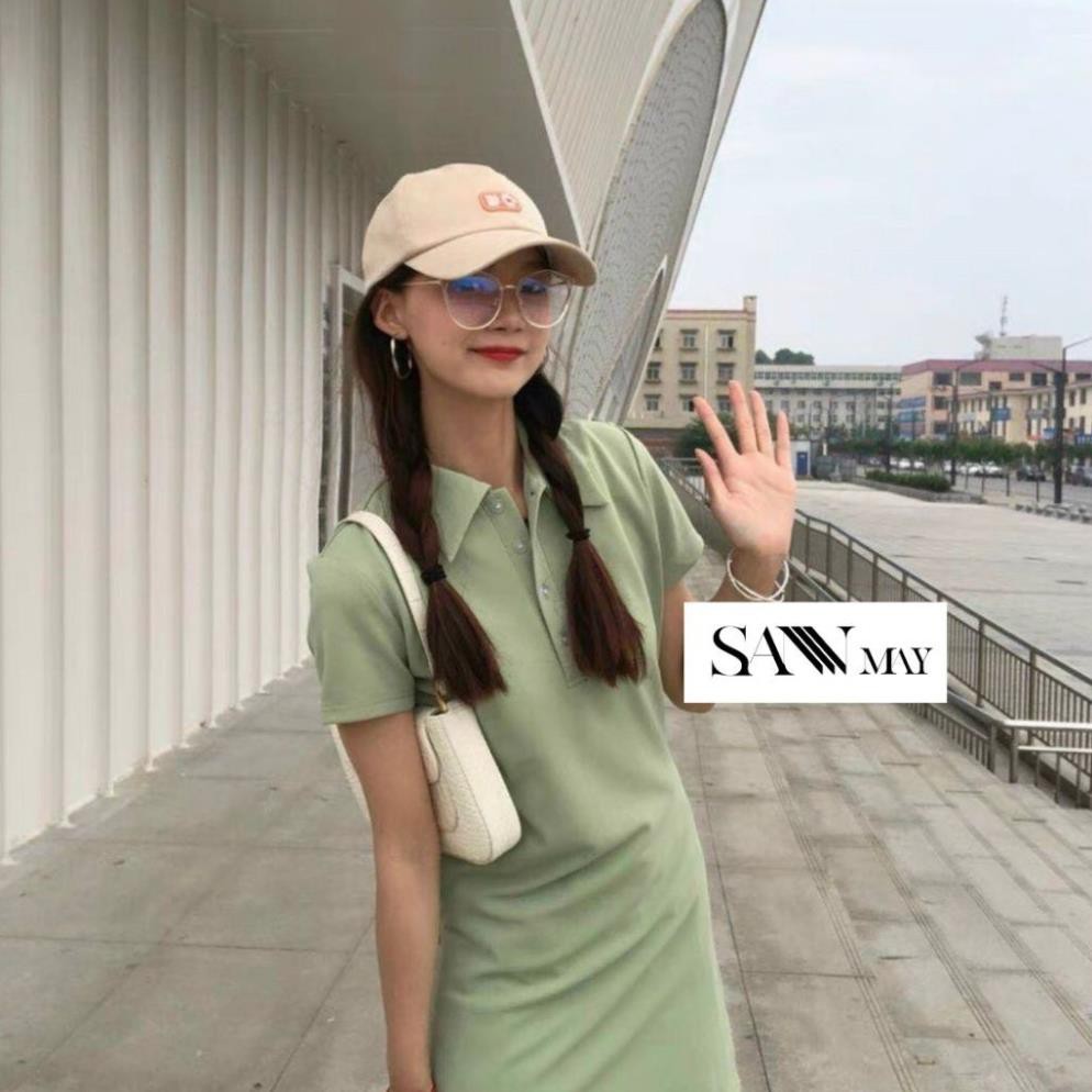 Đầm polo nữ thun ôm body, vải cotton cao cấp, dáng suông, chân váy xoè, hoạ tiết trơn có nhiều màu SANMAY  ྇