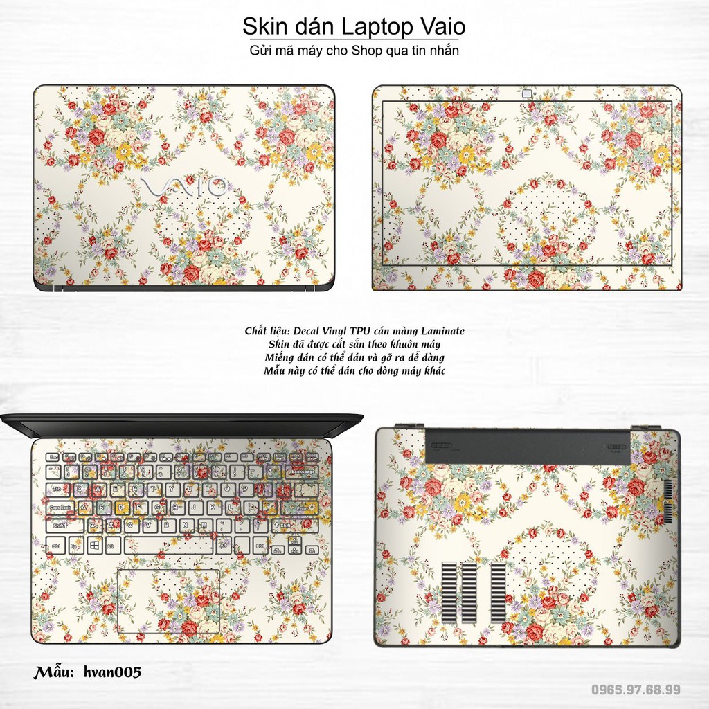 Skin dán Laptop Sony Vaio in hình Hoa văn (inbox mã máy cho Shop)