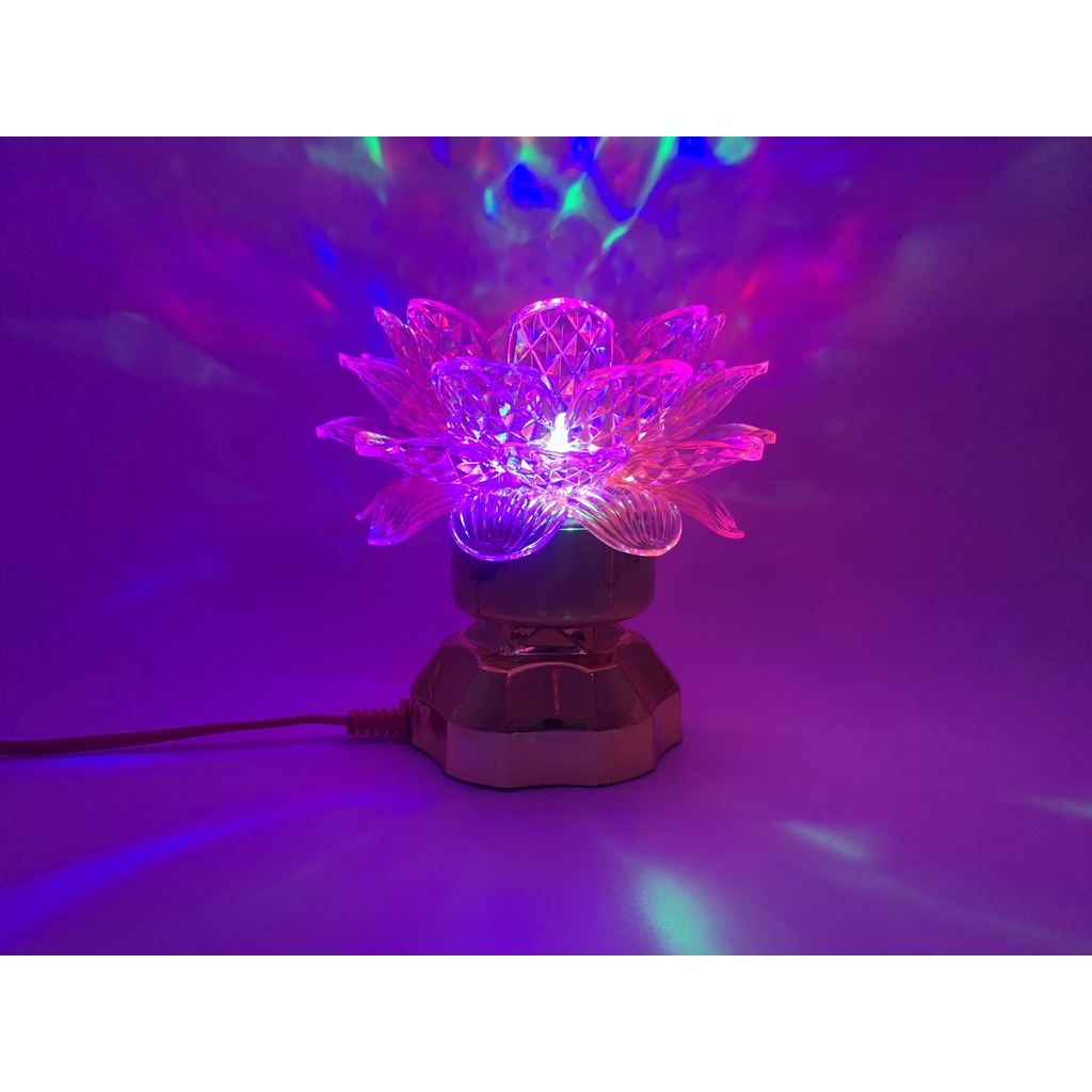 ĐÈN XOAY1 HOA SEN SIÊU SÁNG 2 CHẾ ĐỘ XOAY VÀ TĨNH SÁNG ĐẸP THỜ QUAN ÂM, ĐÀI HOA SEN