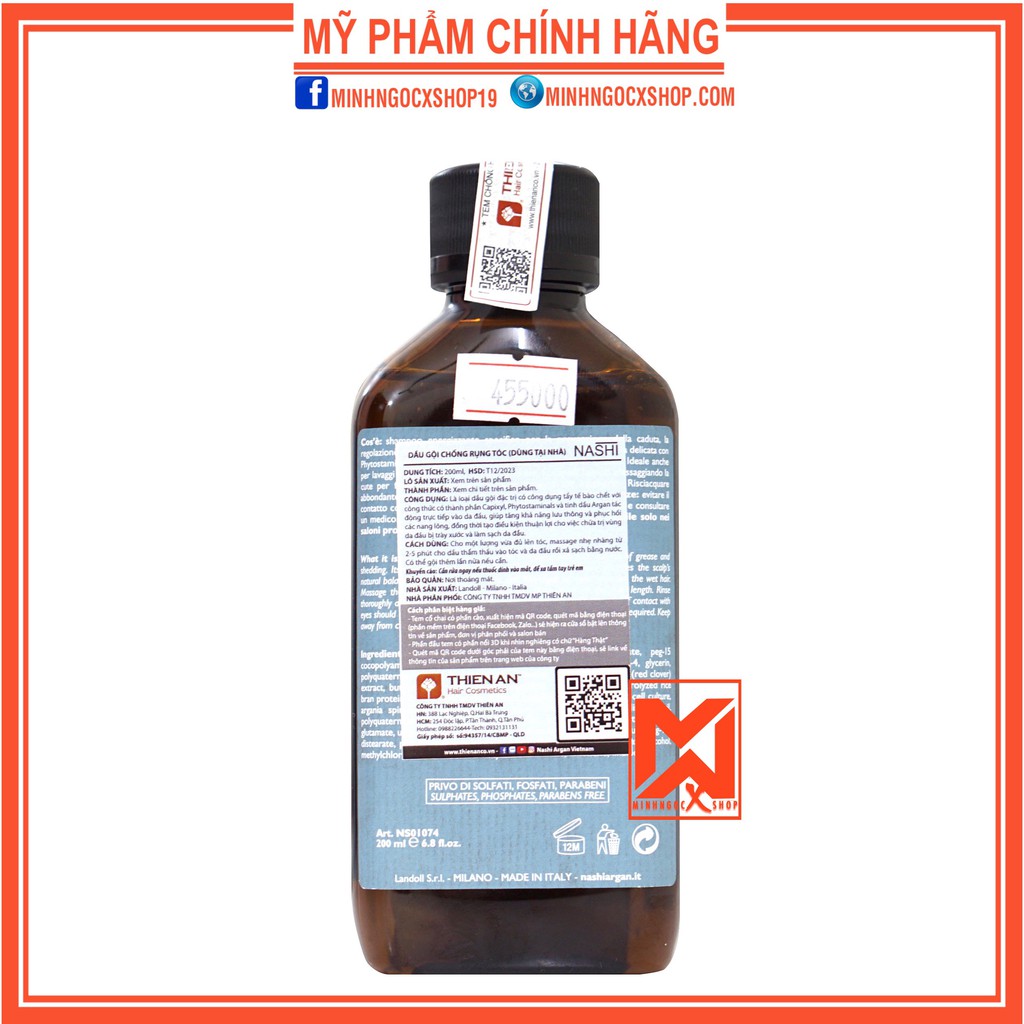 Dầu gội chống rụng tóc NASHI ARGAN CAPIXYL 200ml chính hãng