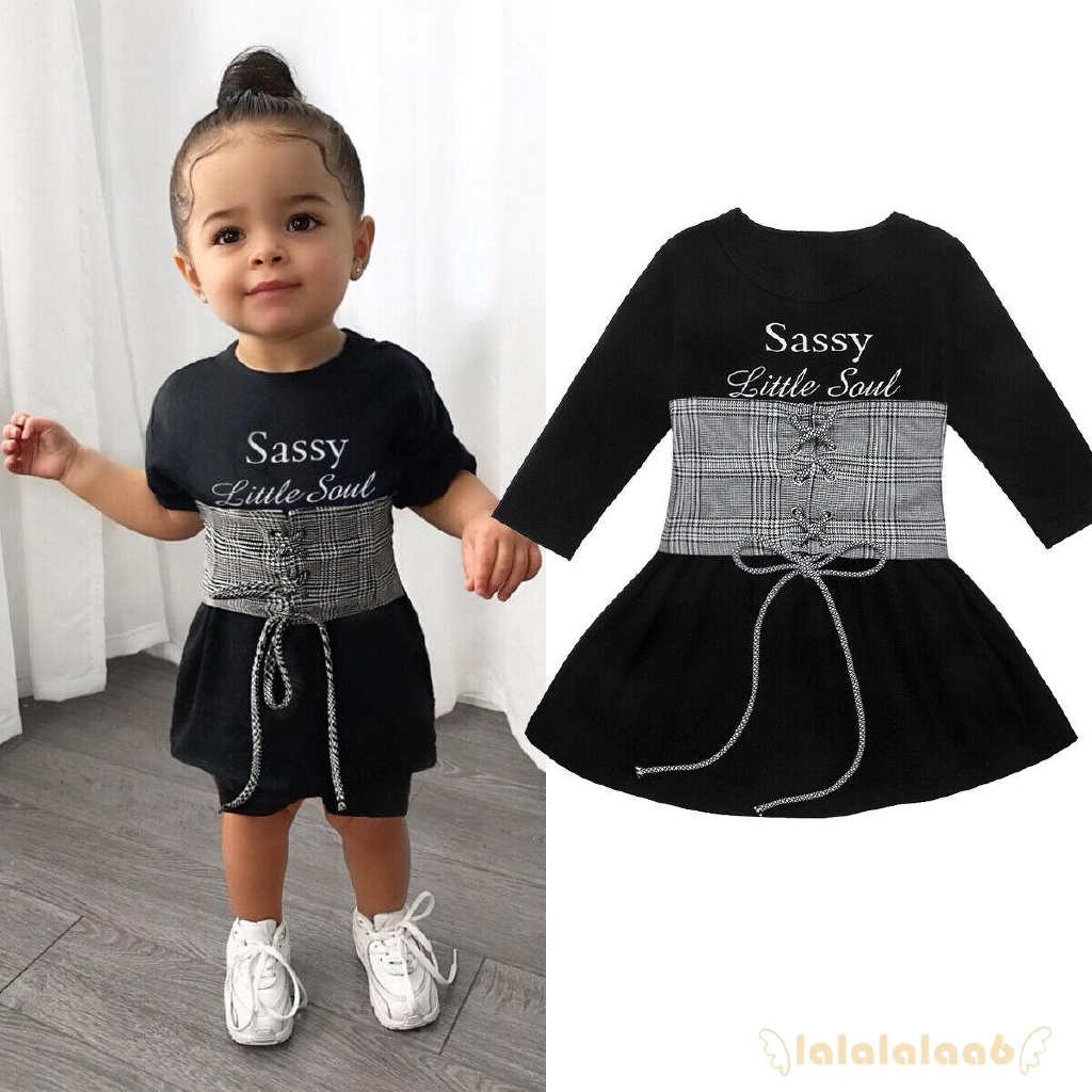 Fashion Baby Girls Sassy Little Soul Dress+Lace Up Vest