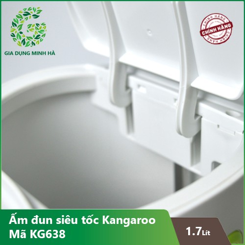 Bình Đun Nước Siêu Tốc Bằng Nhựa Kangaroo KG638 -Mầu Trắng 1.7 lít – 100% Chính Hãng - Ảnh thật