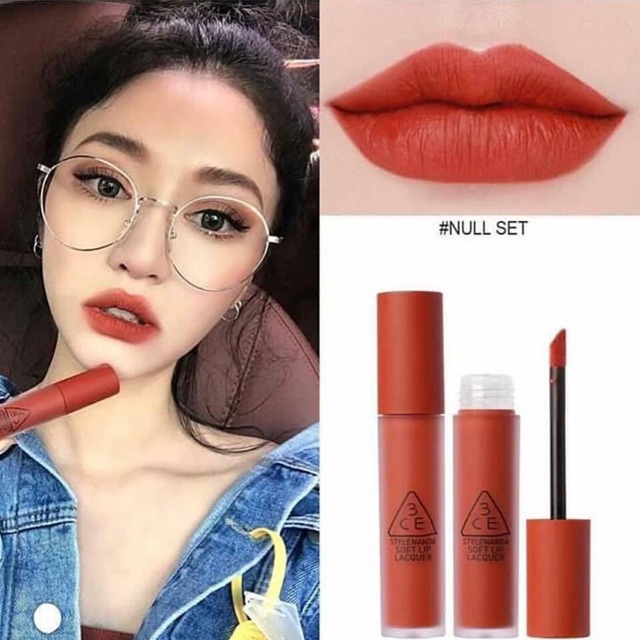 SON 3CE SOFT LIP LACQUER  NULL SET – ĐỎ GẠCH