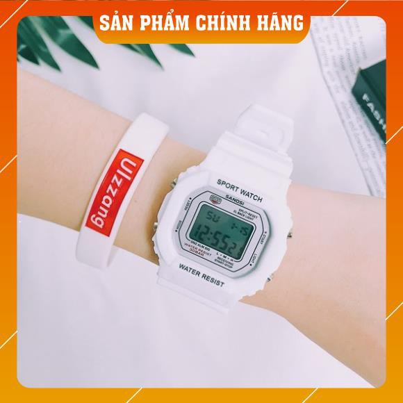 Đồng hồ thể thao nữ SHHORS SANOSI mặt chữ nhật dây cao su size 36x32mm