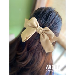 Kẹp tóc nơ tiểu thư gam màu pastel cao cấp