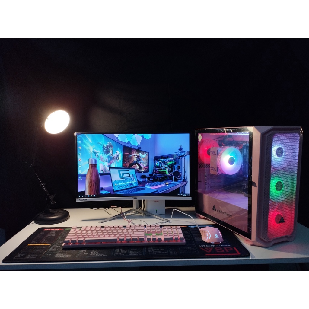 Full Bộ PC Core i5/Ram 8GB/SSD 128GB/HDD 500GB/VGA 750Ti kèm màn hình 24inch IPS FULL HD phím chuột cơ hồng xịn xò