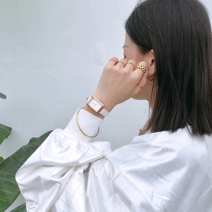 Đồng hồ thời trang nữ Jigin chính hãng, phong cách Hàn Quốc, mặt chữ nhật, dây da mềm mỏng ôm tay ( Mã: JG01 ) | BigBuy360 - bigbuy360.vn