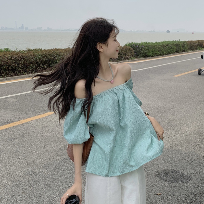 Áo Trễ Vai Tay Ngắn Dáng Rộng Thiết Kế Hợp Thời Trang